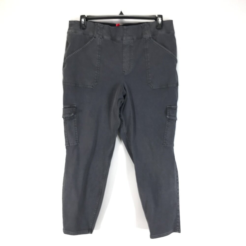 SPANX Stretch Twill Ankle Cargo Pants Women's Plus Size 3X Gray Skinny High Rise